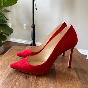 Jimmy Choo size 38 red suede pumps